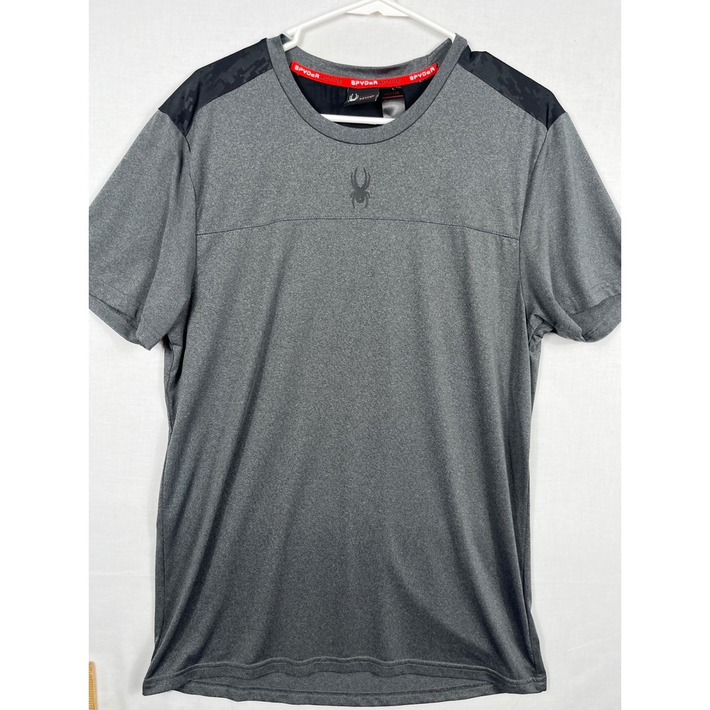 Spyder Active Shirt Mens Medium Gray Digital Camo Back Yoke Performance Tee M